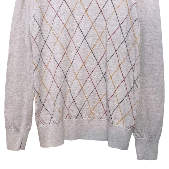 Brooks Brothers Gray Wool Diamond Stitch Crew Neck Sweater Mens Size Large L - Picture 5 of 8